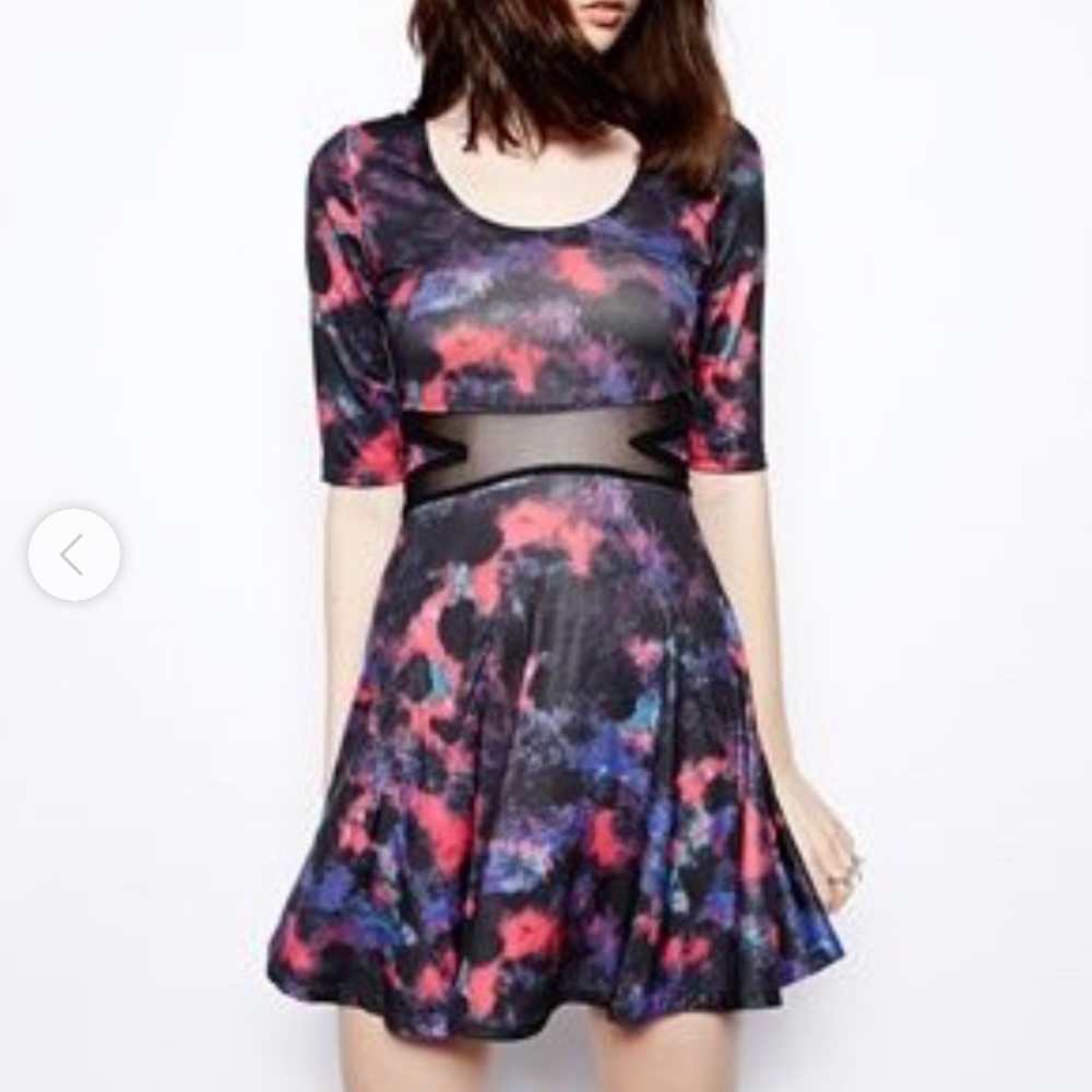 🆕ASOS Evil Twin Galaxy Print Mesh Cutout Dress